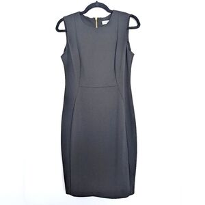 Calvin Klein Sleeveless Fitted Midi Dress in Black Sz 6 Careerwear Neutral LBD